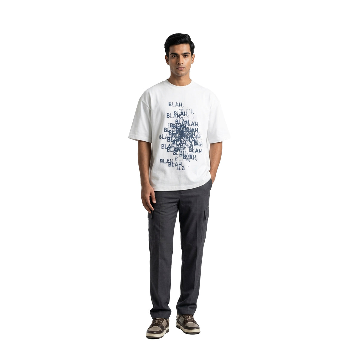Blah Blah Blahoversized cotton t-shirt for men and women by BOMBAE STORE
