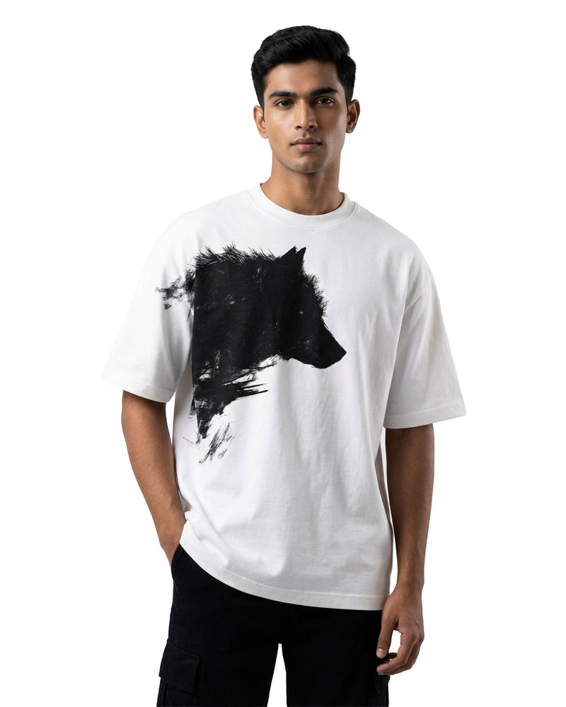 Shadow Wolfoversized cotton t-shirt for men and women by BOMBAE STORE