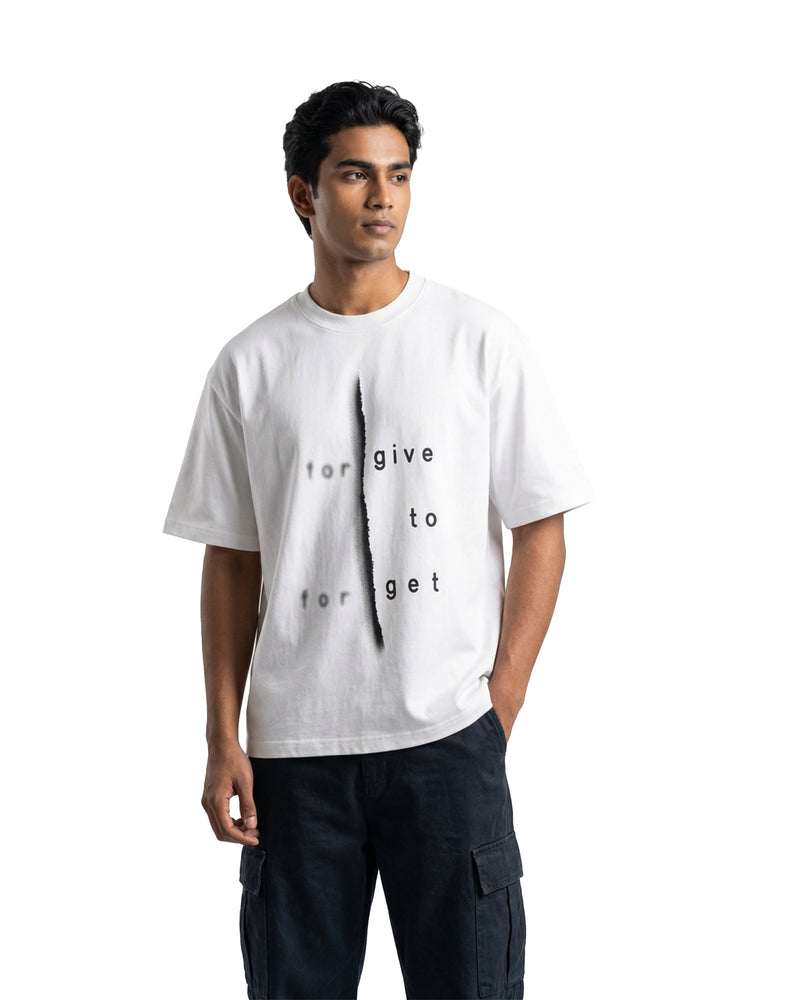 Forgive To Forgetoversized cotton t-shirt for men and women by BOMBAE STORE