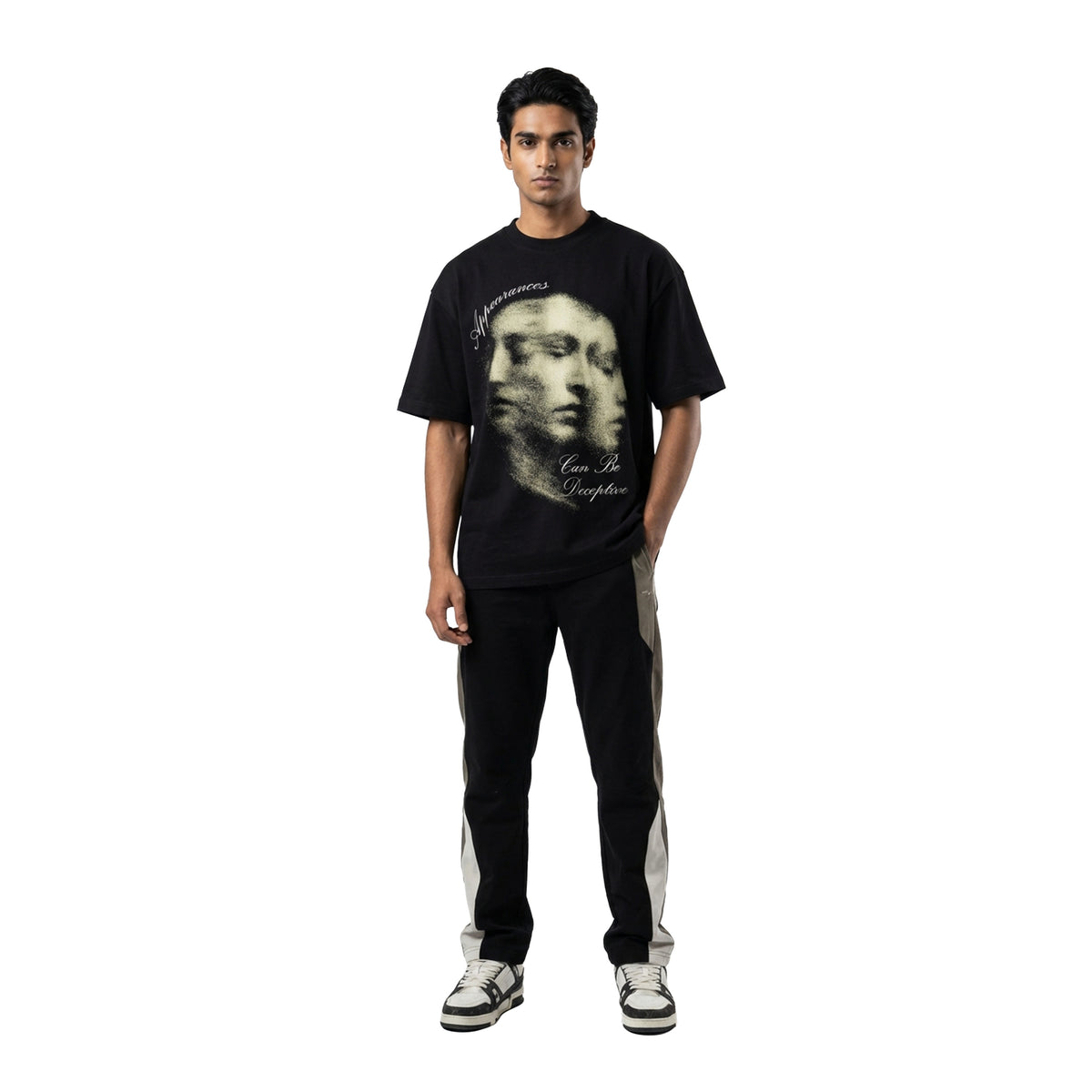 Appearances Can Be Deceptiveoversized cotton t-shirt for men and women by BOMBAE STORE
