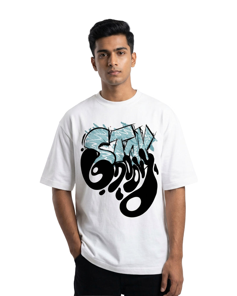 Stay Groovyoversized cotton t-shirt for men and women by BOMBAE STORE
