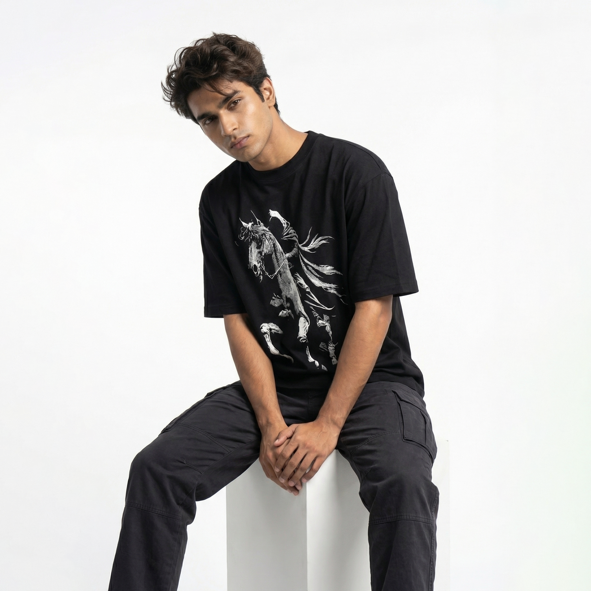 Phantom Rideroversized cotton t-shirt for men and women by BOMBAE STORE