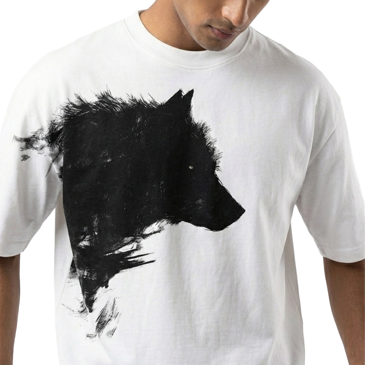 Shadow Wolfoversized cotton t-shirt for men and women by BOMBAE STORE