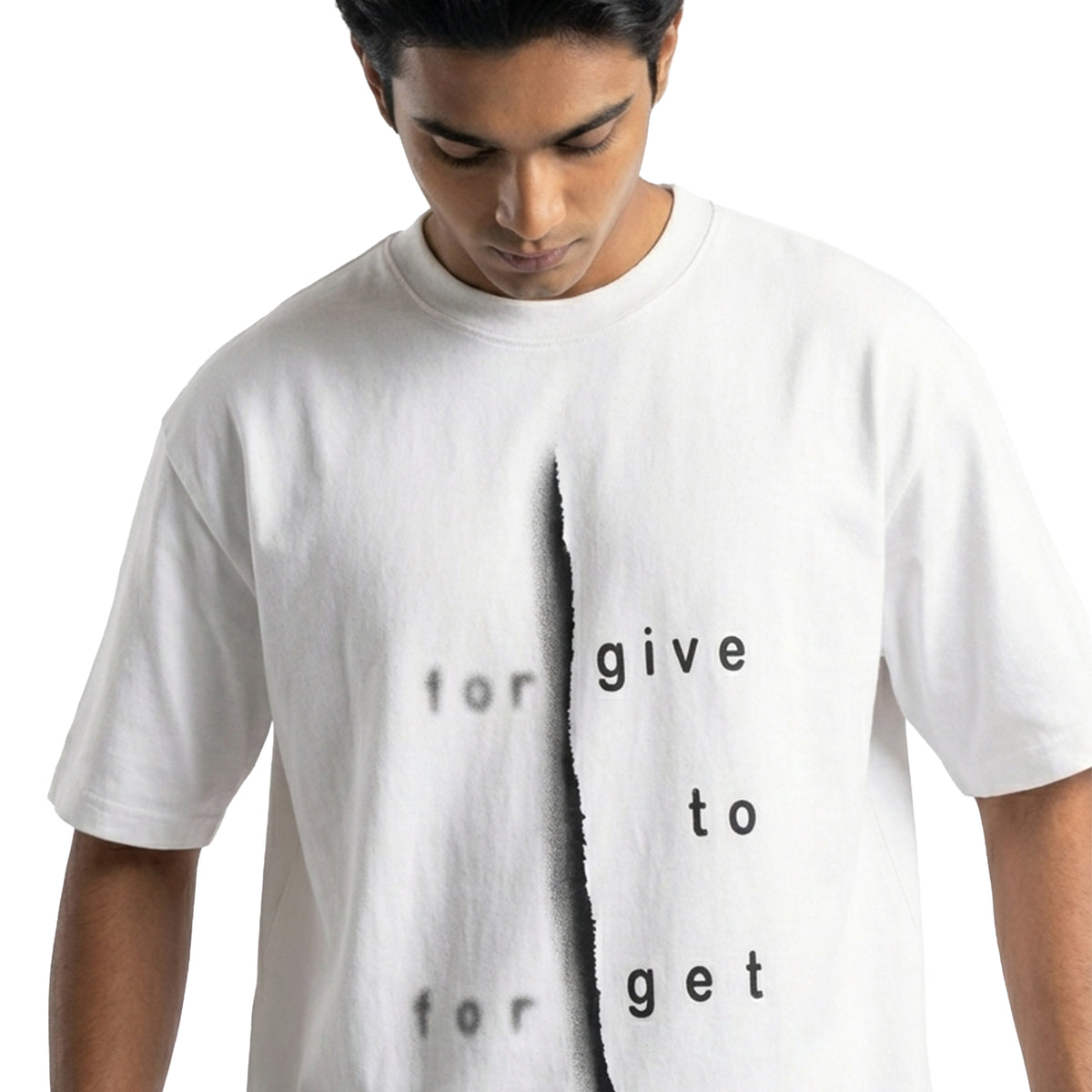 Forgive To Forgetoversized cotton t-shirt for men and women by BOMBAE STORE