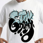 Stay Groovyoversized cotton t-shirt for men and women by BOMBAE STORE