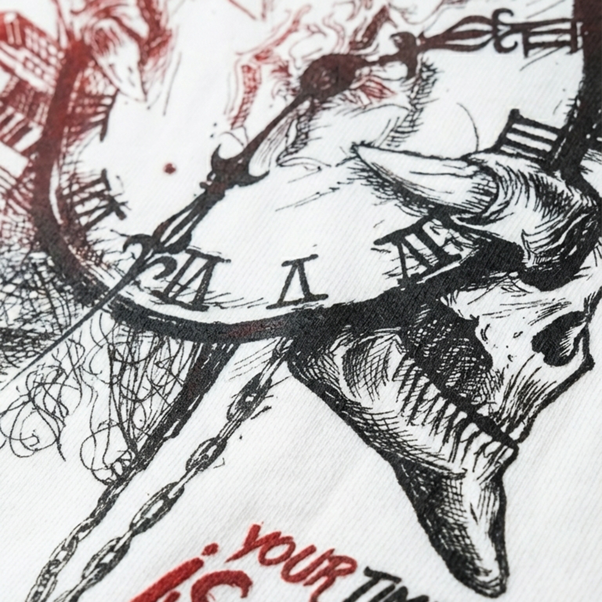 Your Time Is Doneoversized cotton t-shirt for men and women by BOMBAE STORE