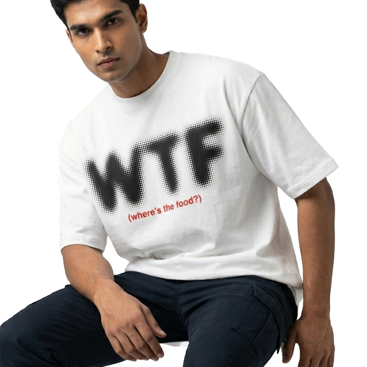 WTF - Where's The Food?oversized cotton t-shirt for men and women by BOMBAE STORE