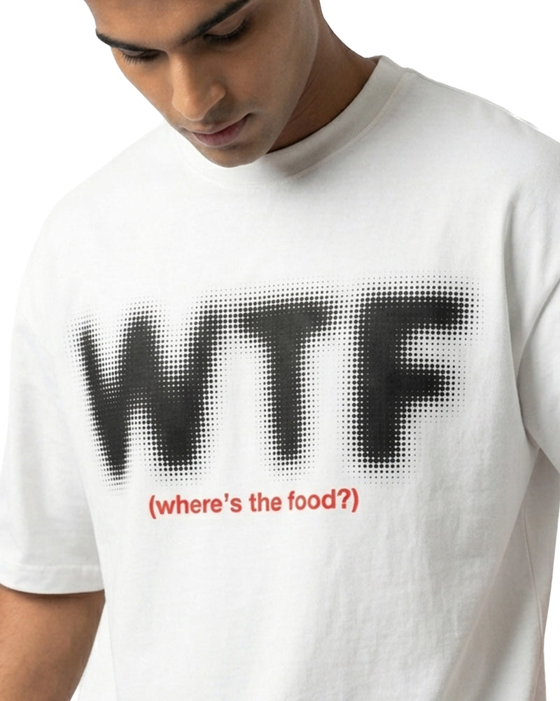 WTF - Where's The Food?oversized cotton t-shirt for men and women by BOMBAE STORE