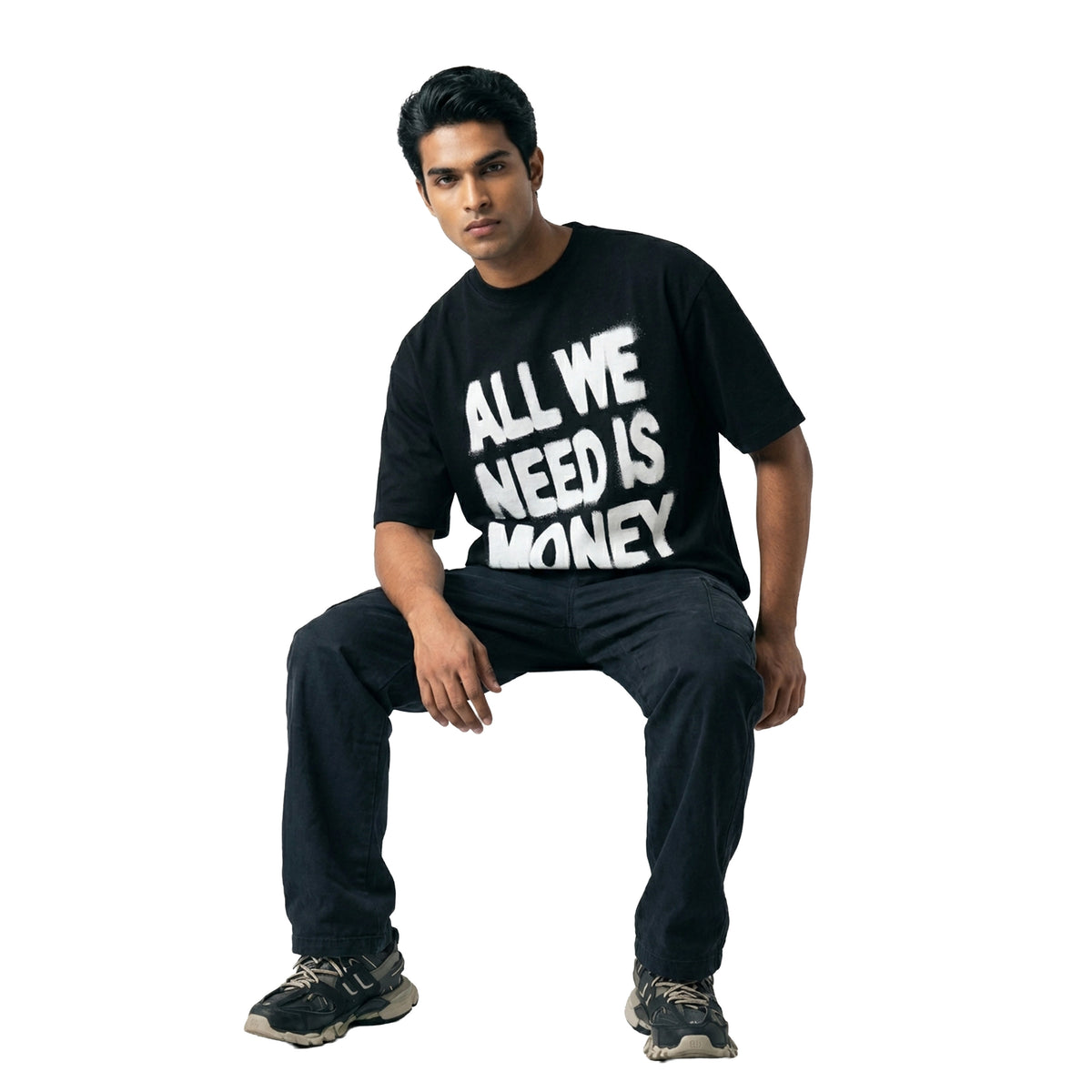 All We Need Is Moneyoversized cotton t-shirt for men and women by BOMBAE STORE