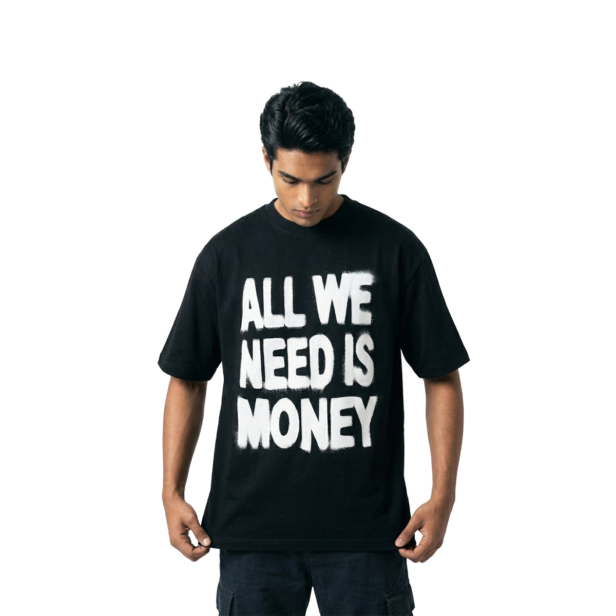 All We Need Is Moneyoversized cotton t-shirt for men and women by BOMBAE STORE