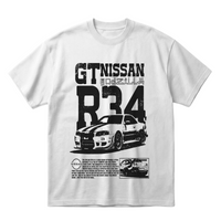 Nissan GT-R R34 Heritageoversized cotton t-shirt for men and women by BOMBAE STORE