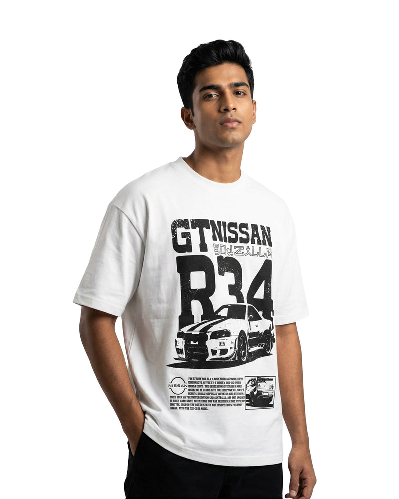 Nissan GT-R R34 Heritageoversized cotton t-shirt for men and women by BOMBAE STORE