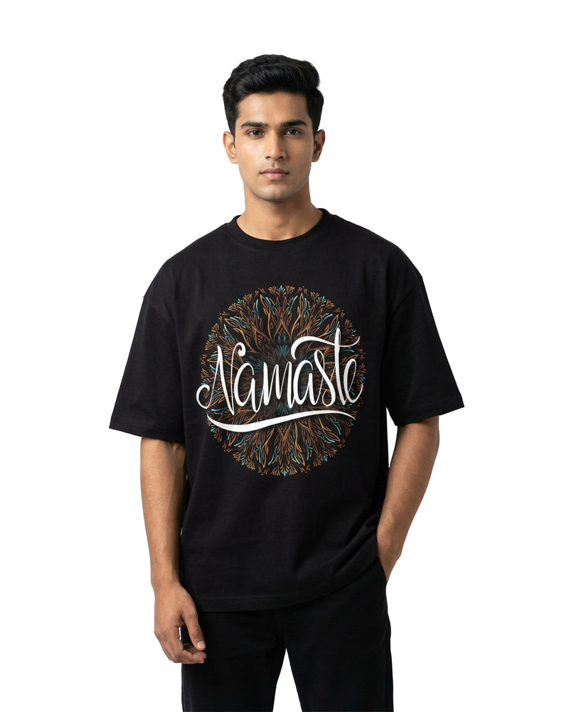Namasteoversized cotton t-shirt for men and women by BOMBAE STORE