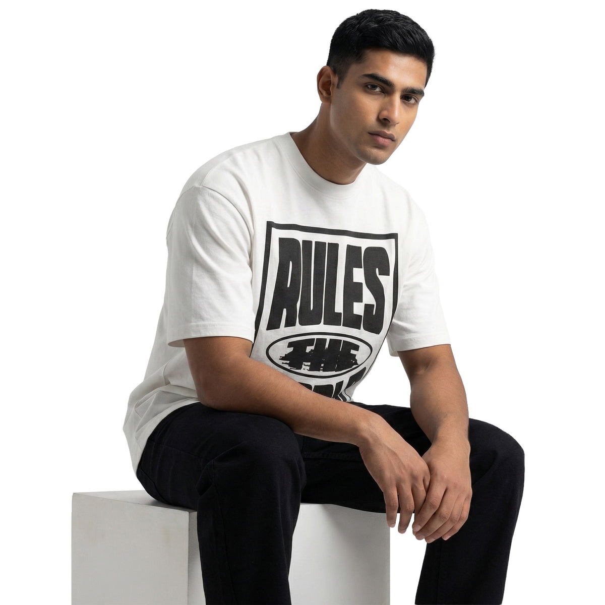 Rules the Worldoversized cotton t-shirt for men and women by BOMBAE STORE