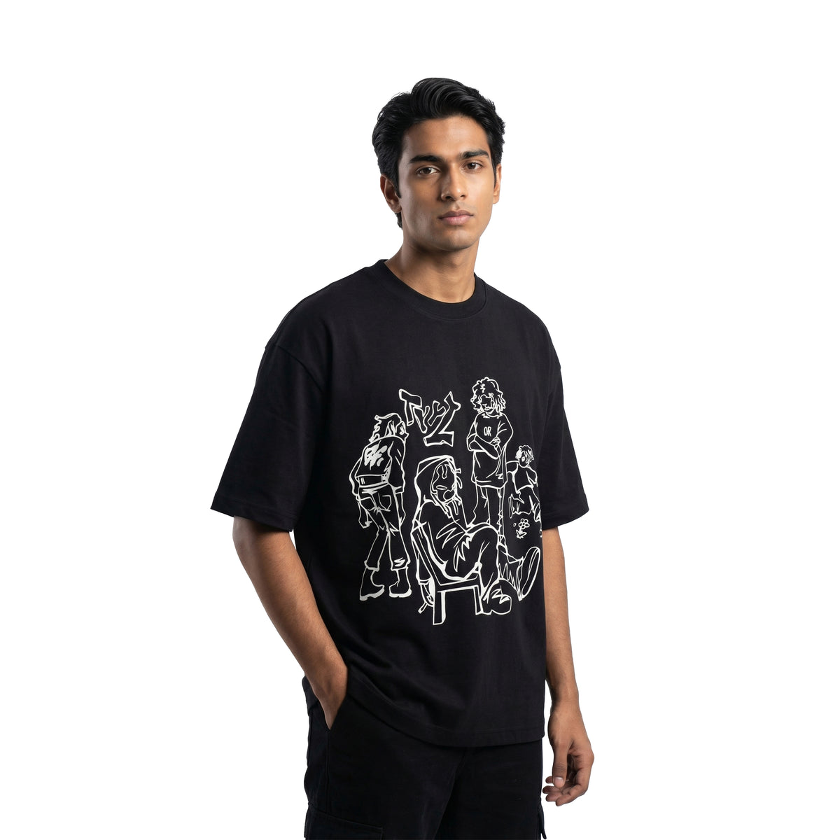 Urban Sketchoversized cotton t-shirt for men and women by BOMBAE STORE