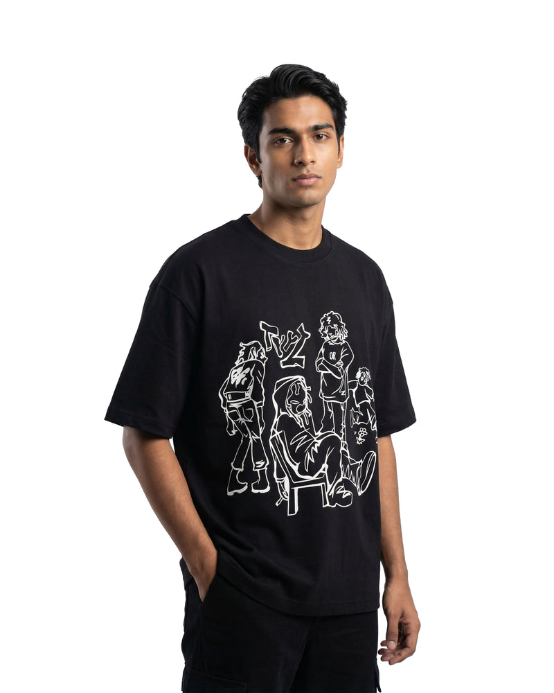 Urban Sketchoversized cotton t-shirt for men and women by BOMBAE STORE