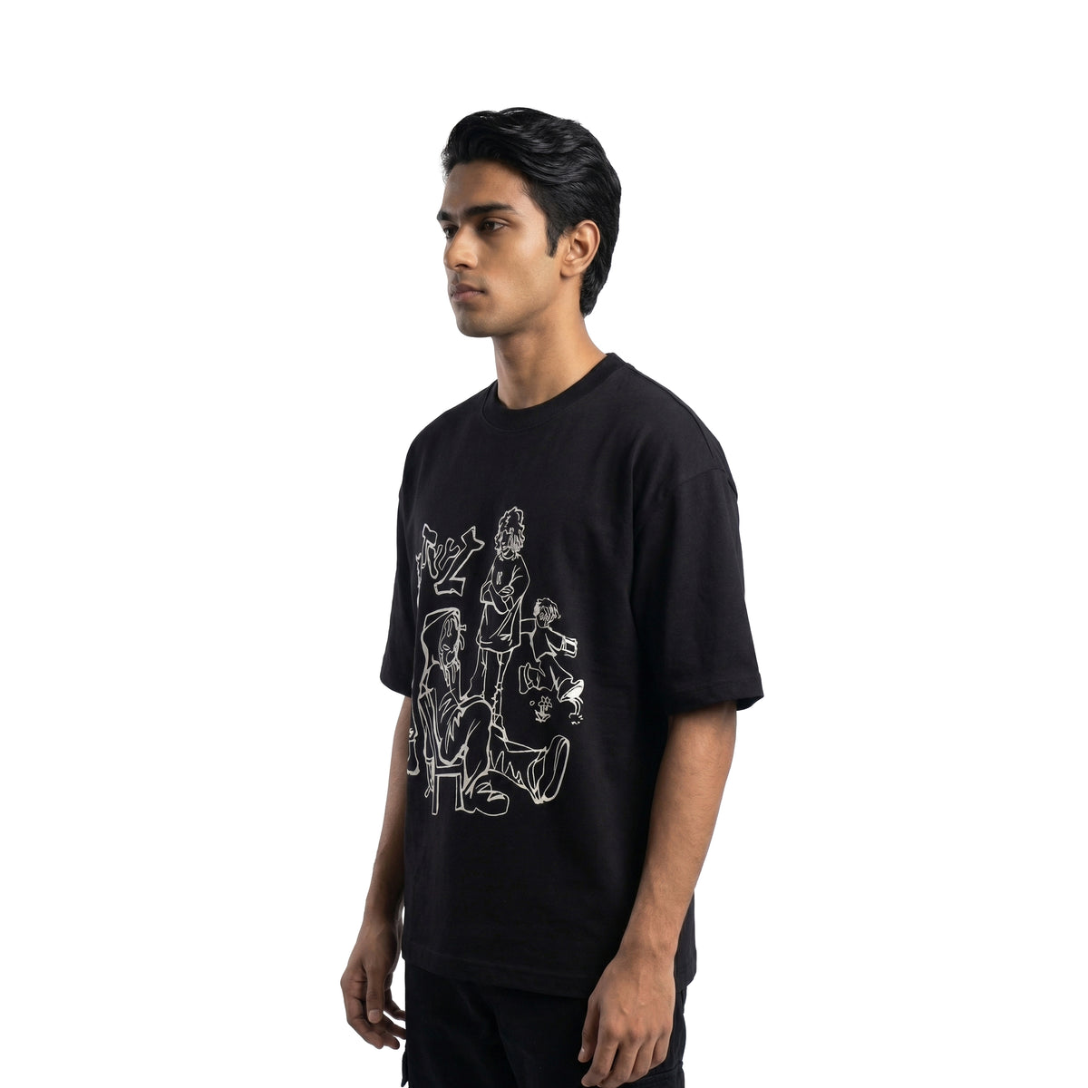Urban Sketchoversized cotton t-shirt for men and women by BOMBAE STORE