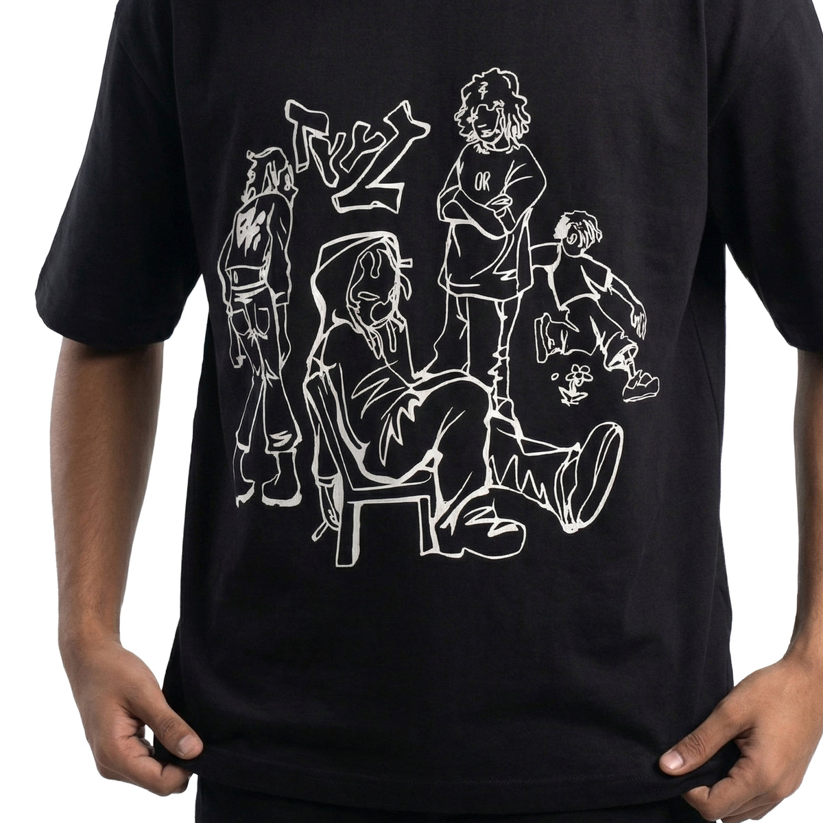 Urban Sketchoversized cotton t-shirt for men and women by BOMBAE STORE