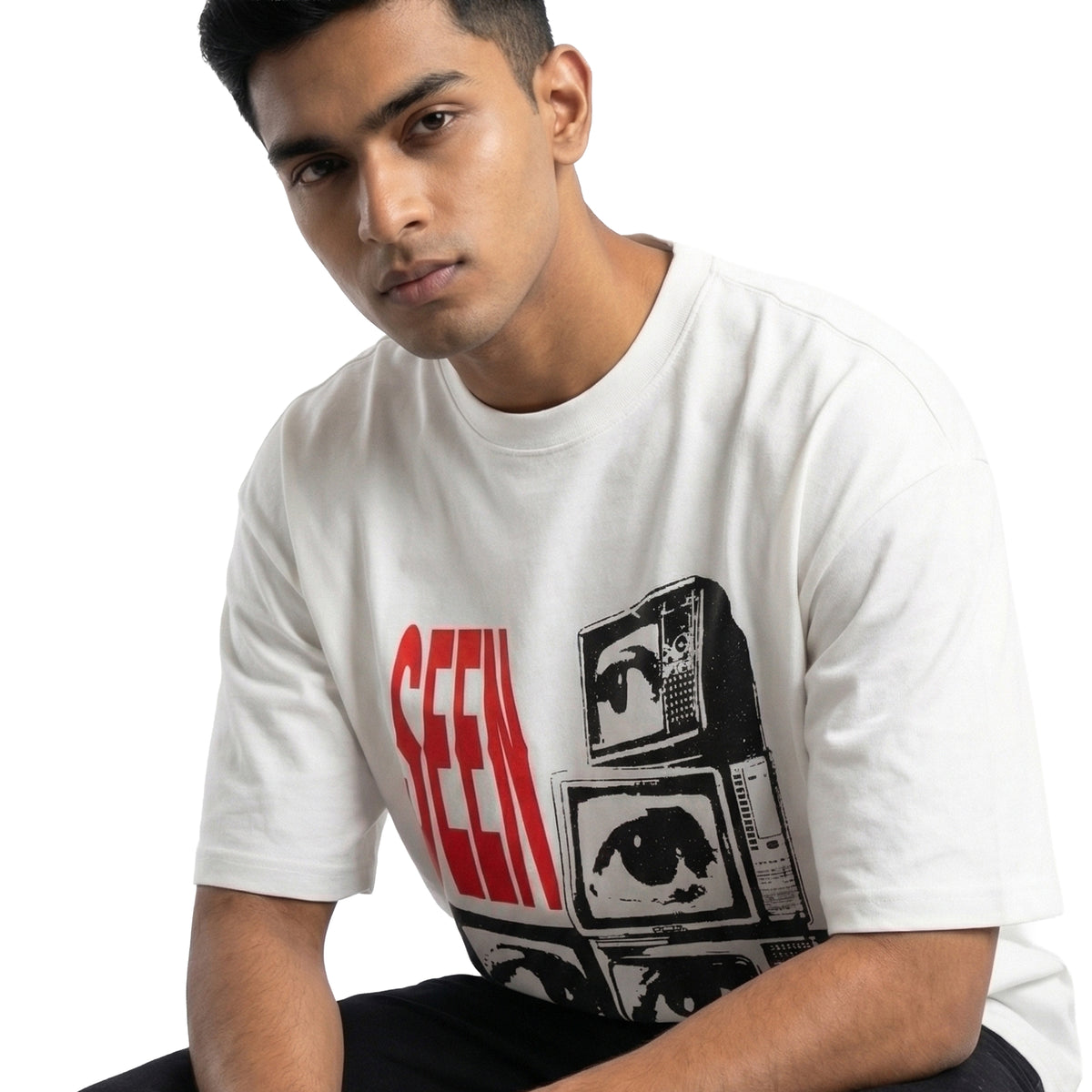 Hidden Gazeoversized cotton t-shirt for men and women by BOMBAE STORE