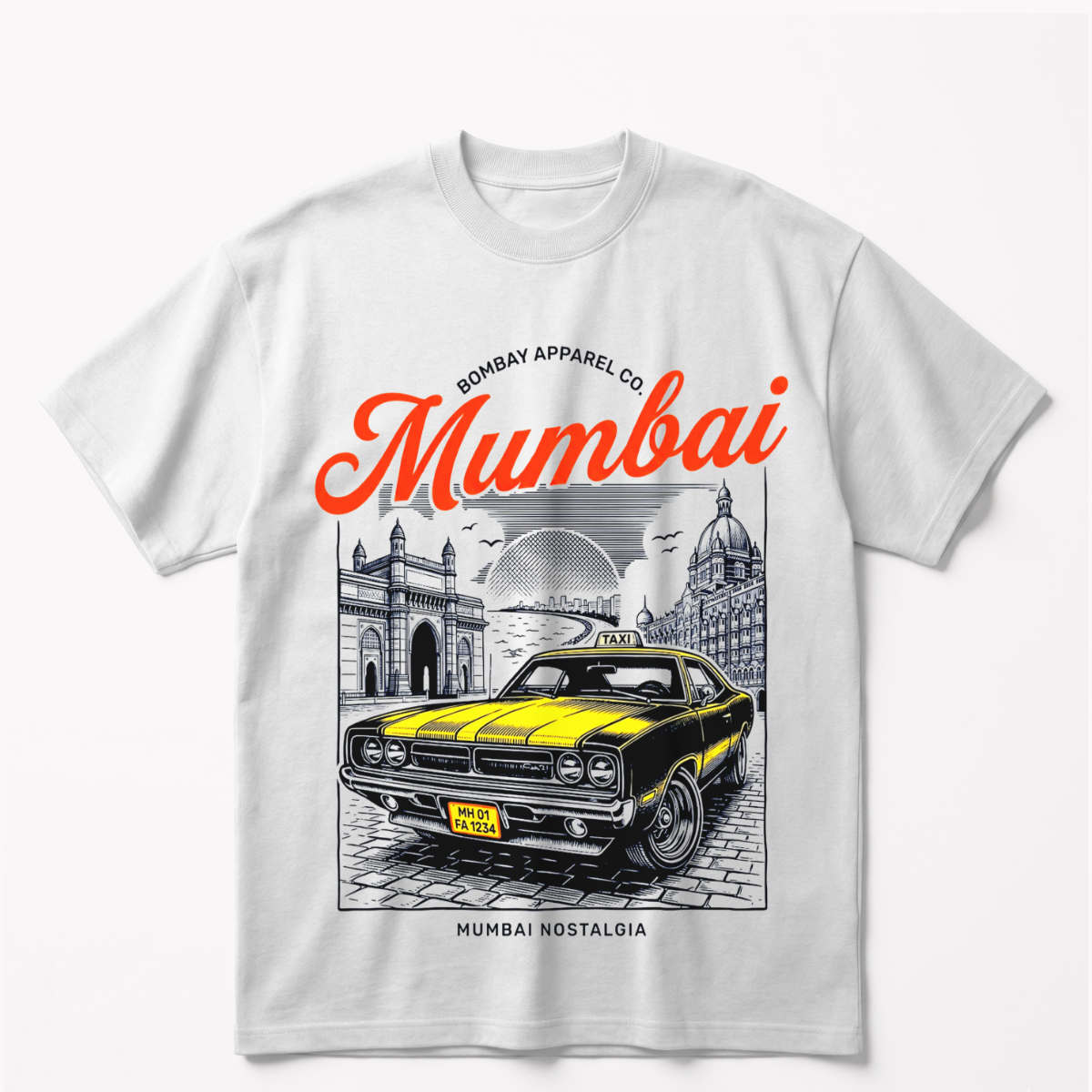 Mumbai Nostalgiaoversized cotton t-shirt for men and women by BOMBAE STORE