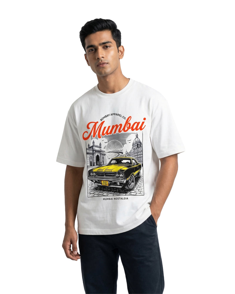 Mumbai Nostalgiaoversized cotton t-shirt for men and women by BOMBAE STORE