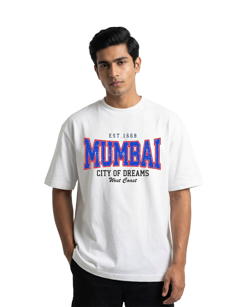 Mumbai – City of Dreamsoversized cotton t-shirt for men and women by BOMBAE STORE