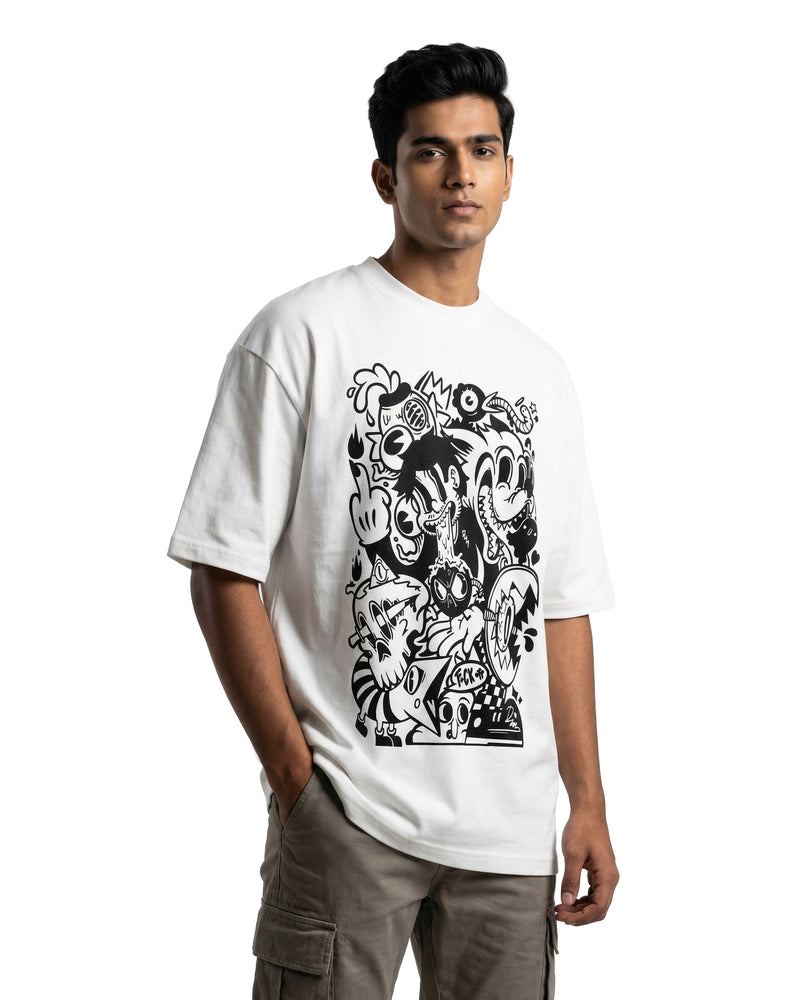 Chaos Canvasoversized cotton t-shirt for men and women by BOMBAE STORE