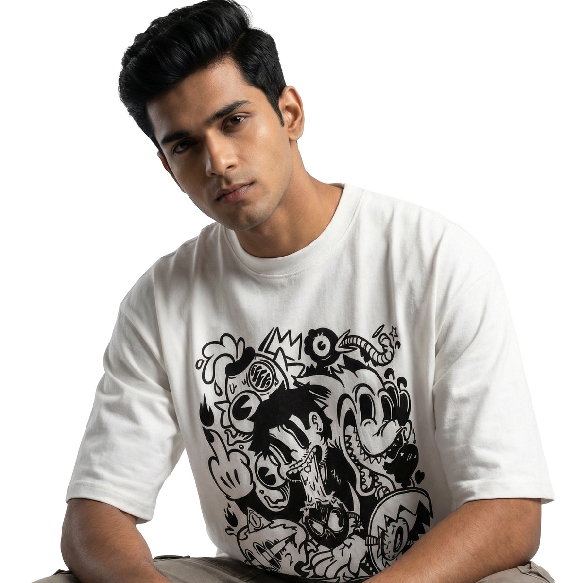 Chaos Canvasoversized cotton t-shirt for men and women by BOMBAE STORE