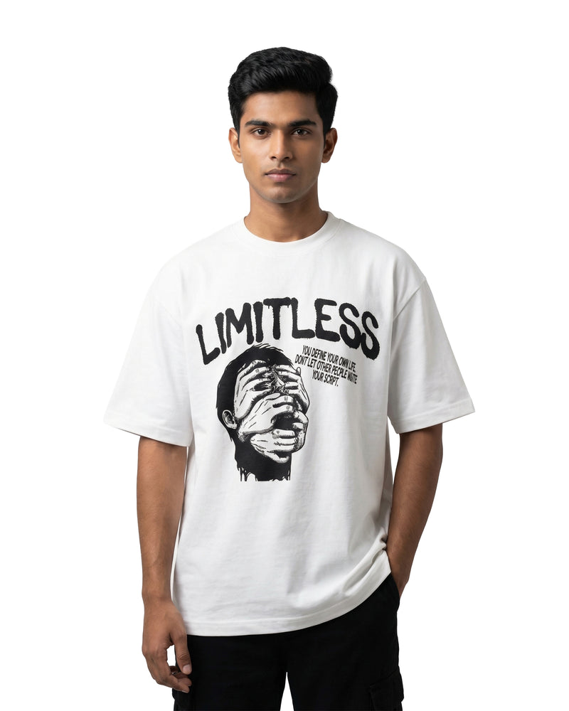 Limitlessoversized cotton t-shirt for men and women by BOMBAE STORE