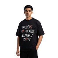 Push Harder Every Dayoversized cotton t-shirt for men and women by BOMBAE STORE