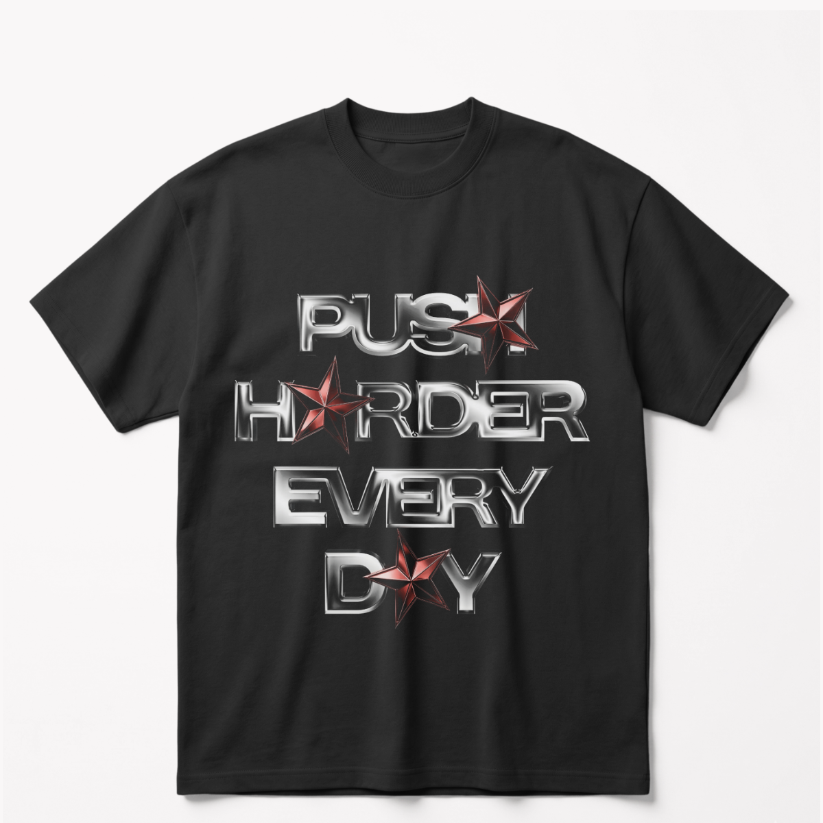 Push Harder Every Dayoversized cotton t-shirt for men and women by BOMBAE STORE