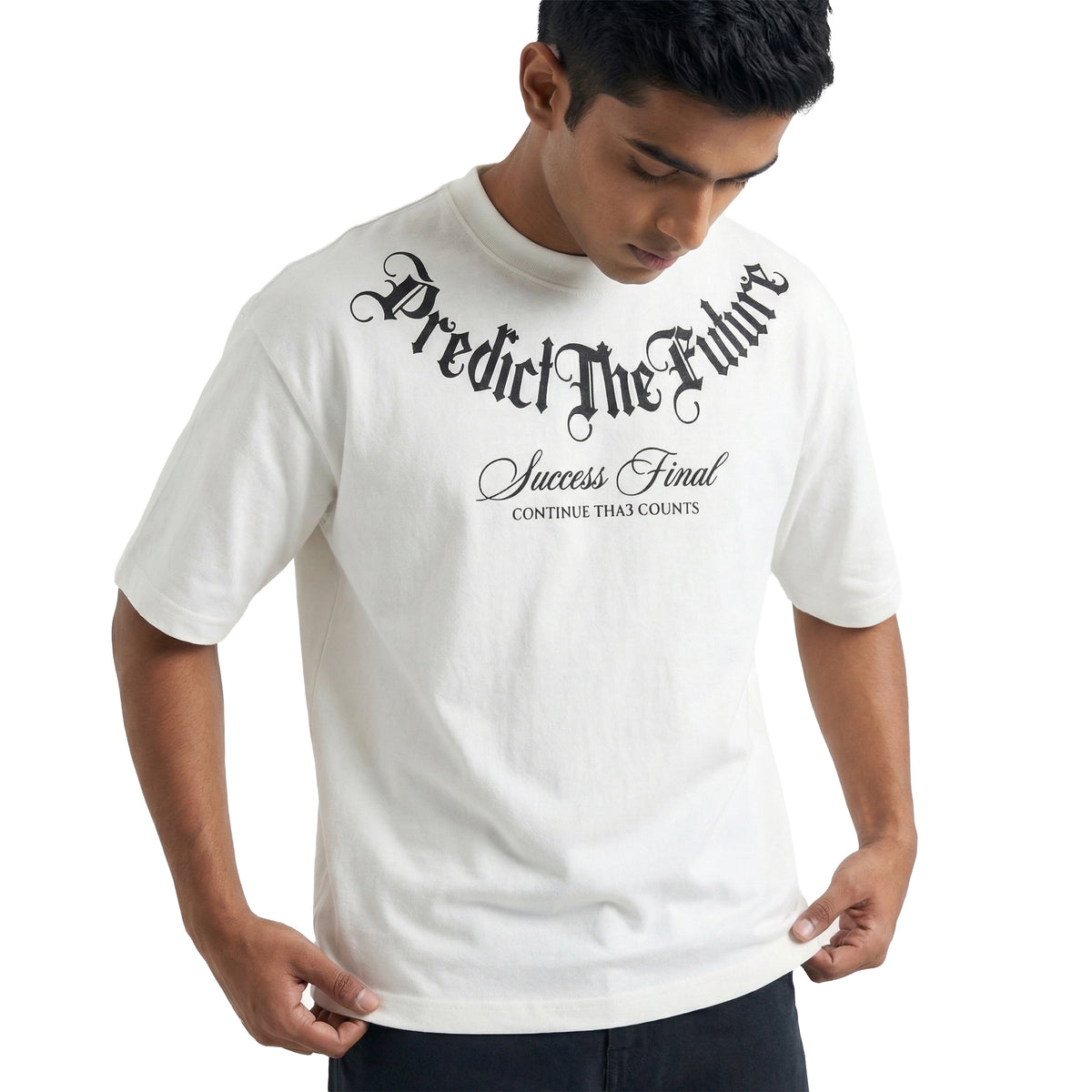Predict The Futureoversized cotton t-shirt for men and women by BOMBAE STORE