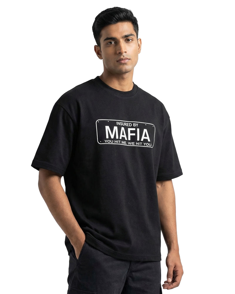 Insured by Mafiaoversized cotton t-shirt for men and women by BOMBAE STORE