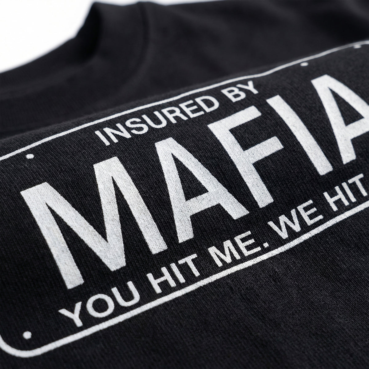 Insured by Mafiaoversized cotton t-shirt for men and women by BOMBAE STORE