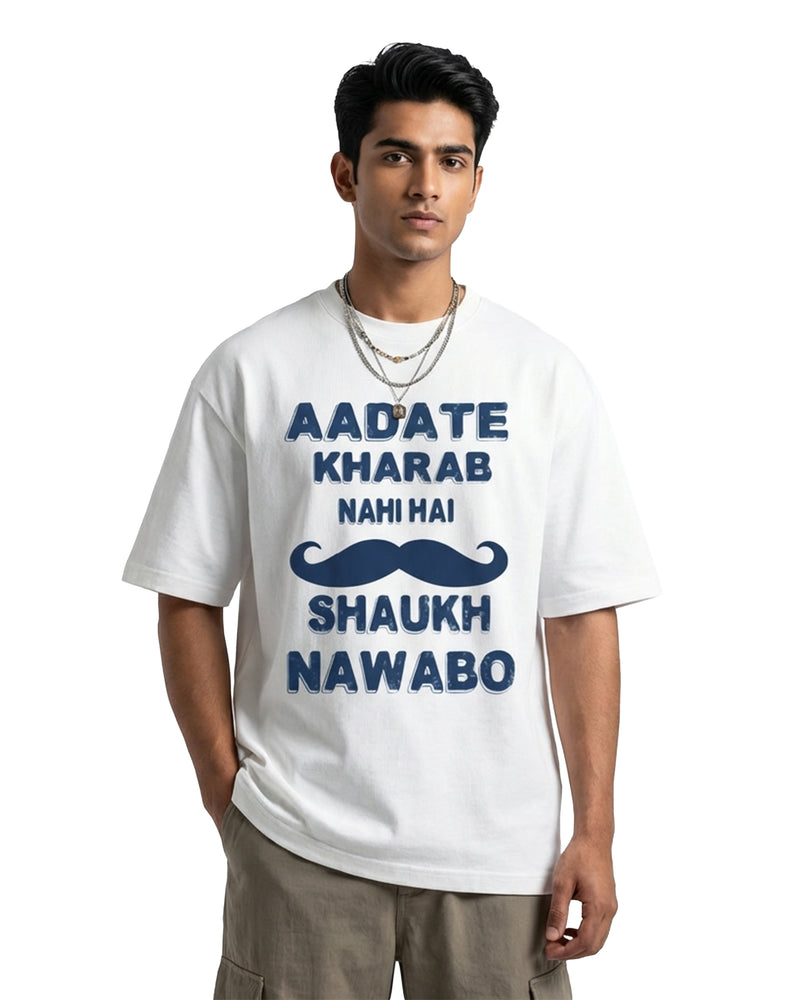 Nawabo Ka Shaukoversized cotton t-shirt for men and women by BOMBAE STORE