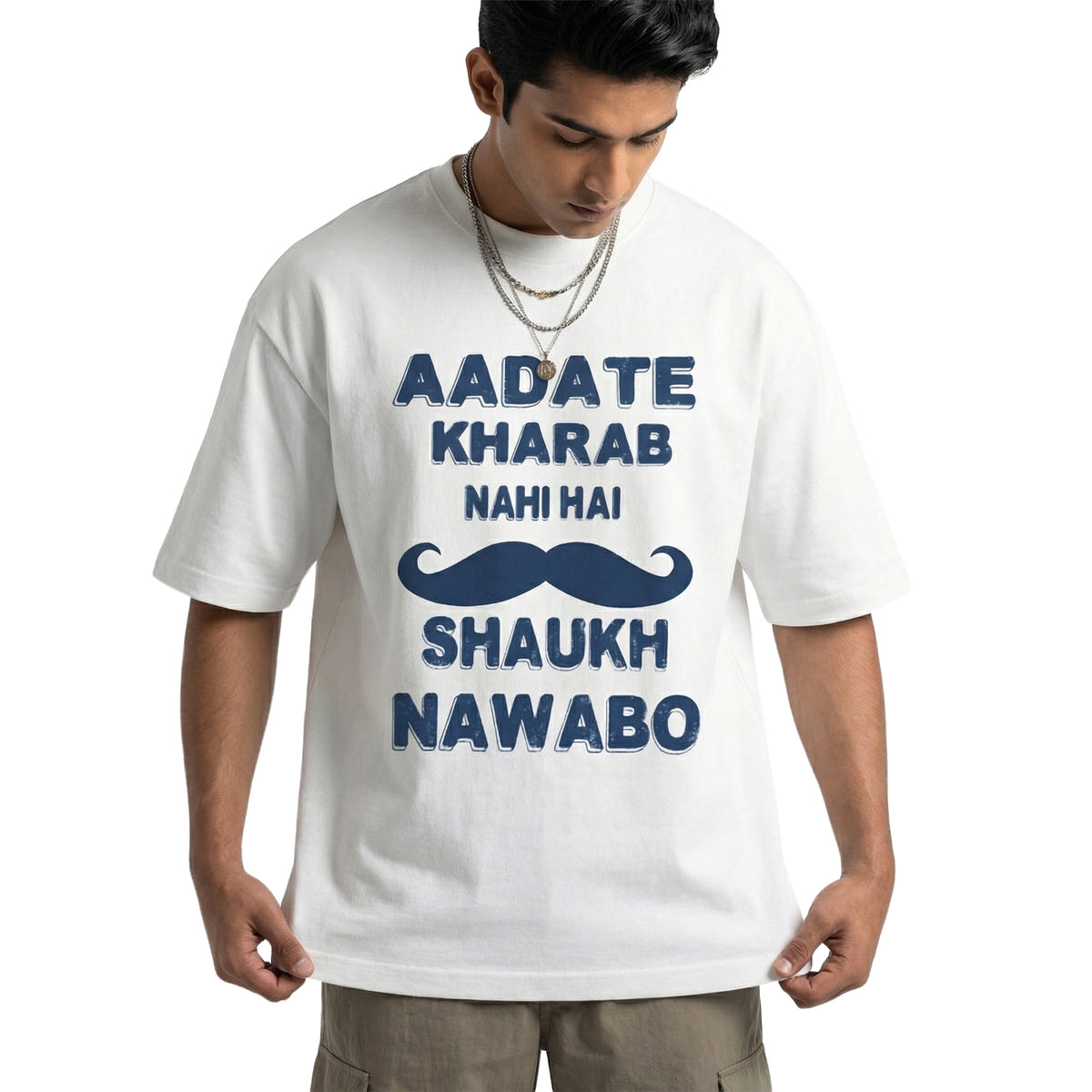 Nawabo Ka Shaukoversized cotton t-shirt for men and women by BOMBAE STORE