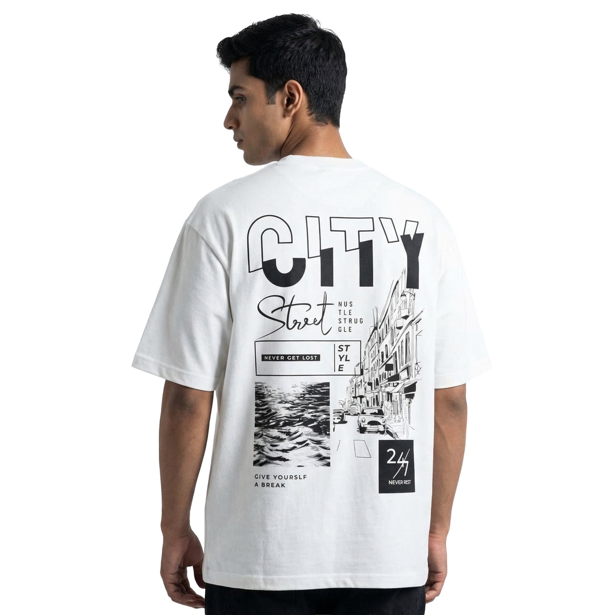 City Hustleoversized cotton t-shirt for men and women by BOMBAE STORE