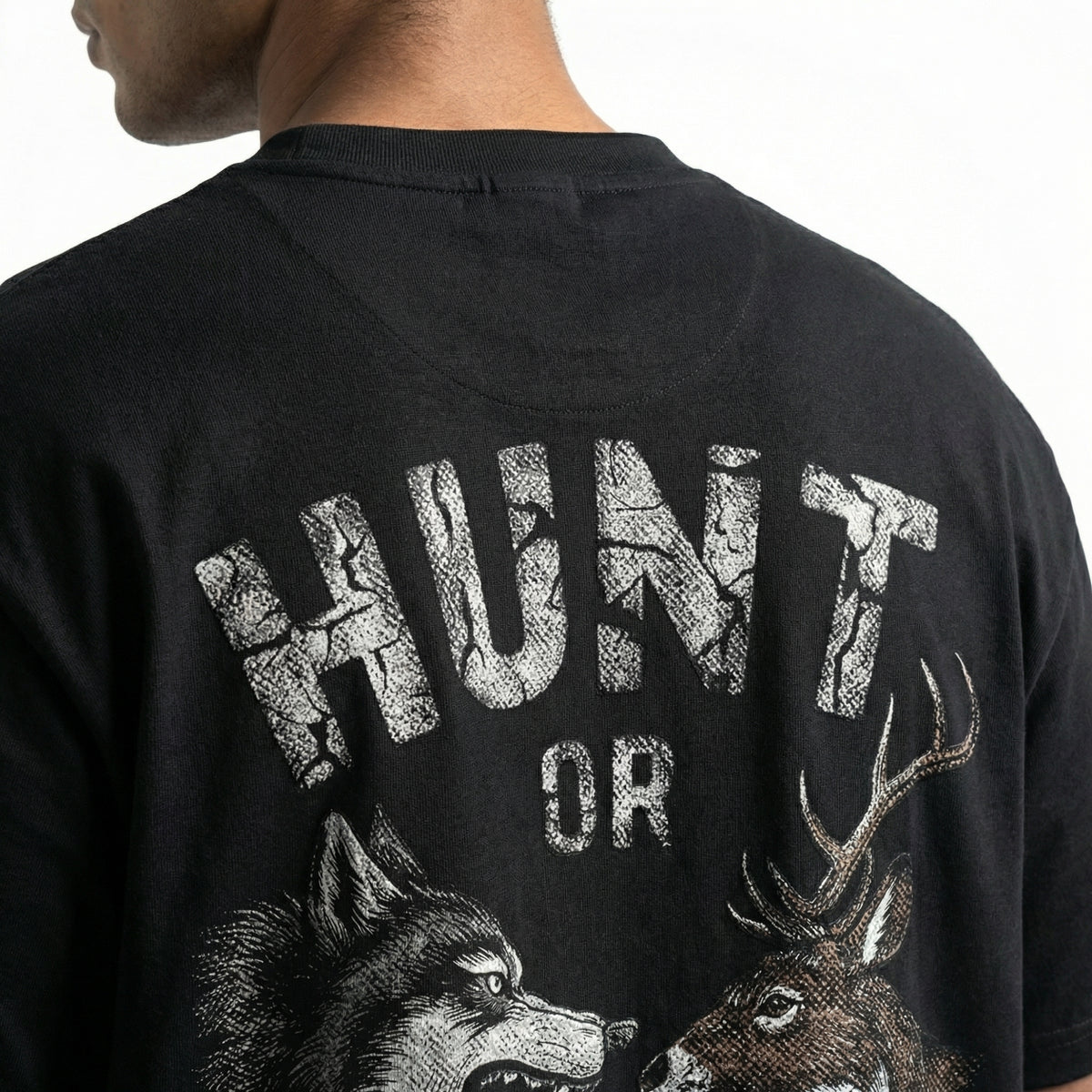 Huntedoversized cotton t-shirt for men and women by BOMBAE STORE