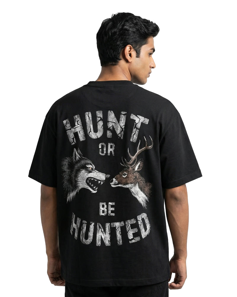 Huntedoversized cotton t-shirt for men and women by BOMBAE STORE