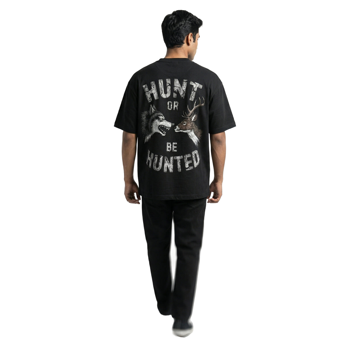 Huntedoversized cotton t-shirt for men and women by BOMBAE STORE