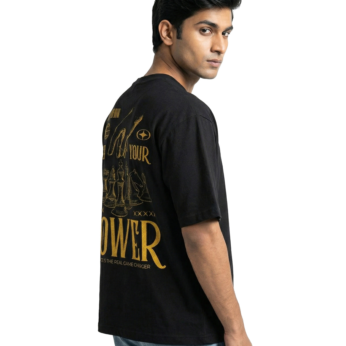 Power Playoversized cotton t-shirt for men and women by BOMBAE STORE