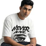 Never Aloneoversized cotton t-shirt for men and women by BOMBAE STORE