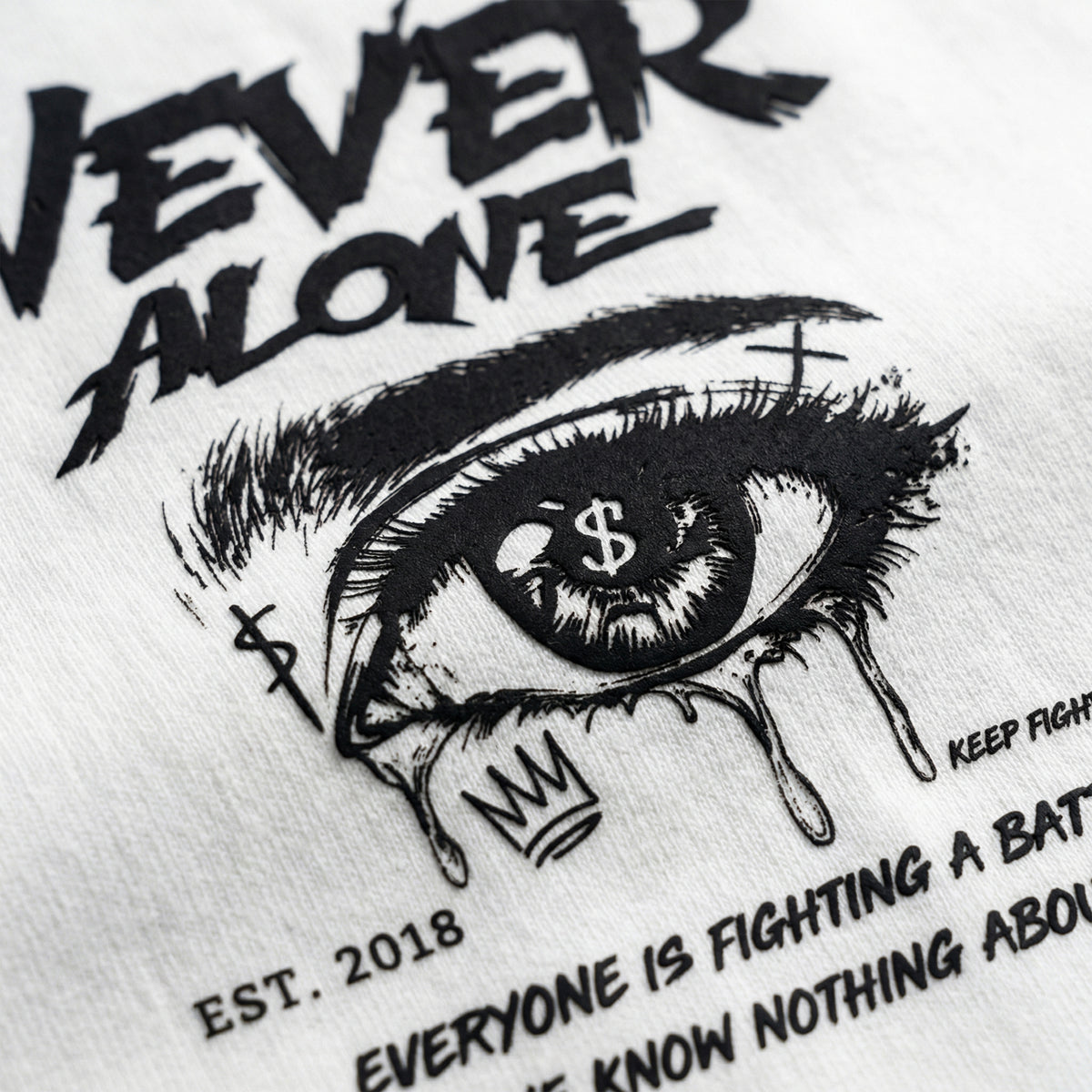 Never Aloneoversized cotton t-shirt for men and women by BOMBAE STORE