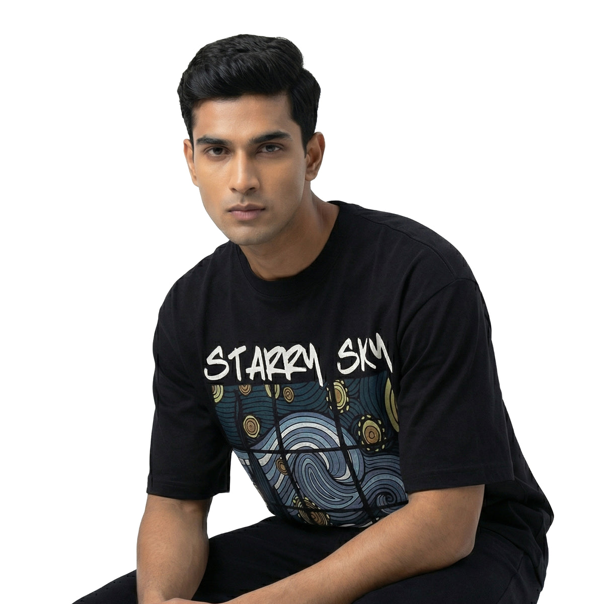 Starry Skyoversized cotton t-shirt for men and women by BOMBAE STORE