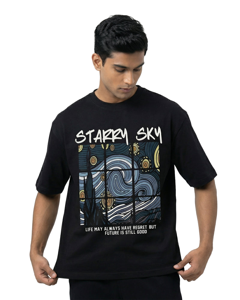 Starry Skyoversized cotton t-shirt for men and women by BOMBAE STORE