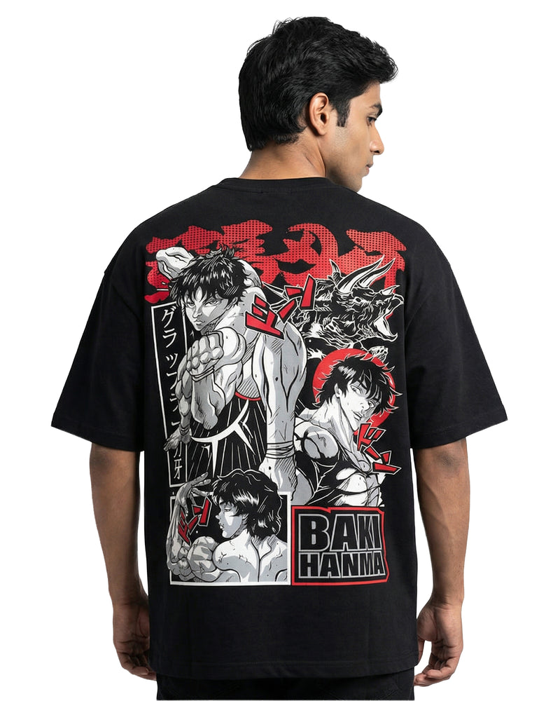Baki Hanmaoversized cotton t-shirt for men and women by BOMBAE STORE