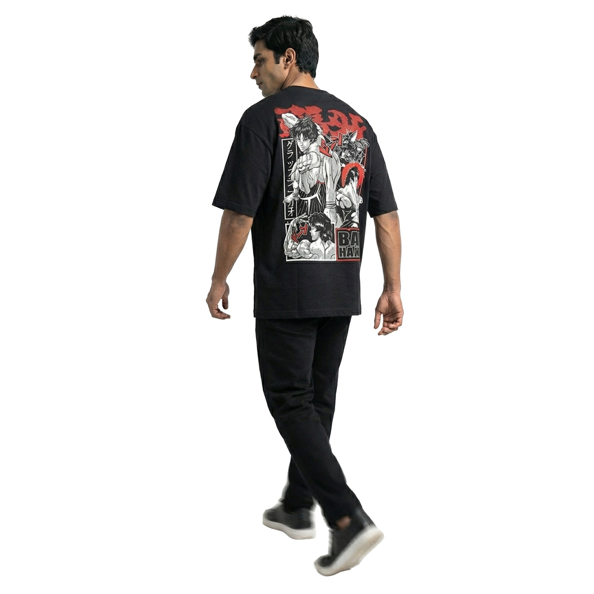 Baki Hanmaoversized cotton t-shirt for men and women by BOMBAE STORE