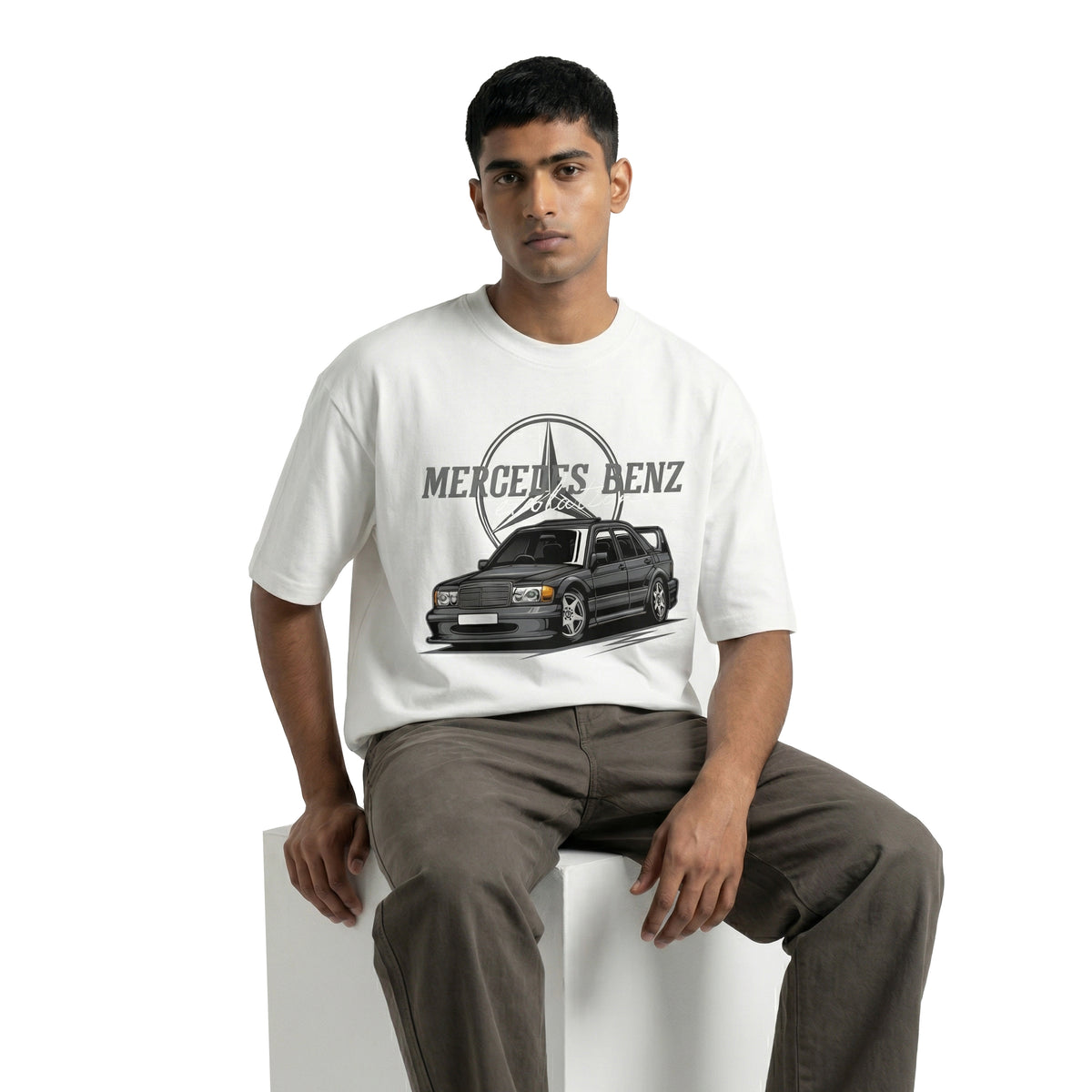Mercedes-Benz 190Eoversized cotton t-shirt for men and women by BOMBAE STORE