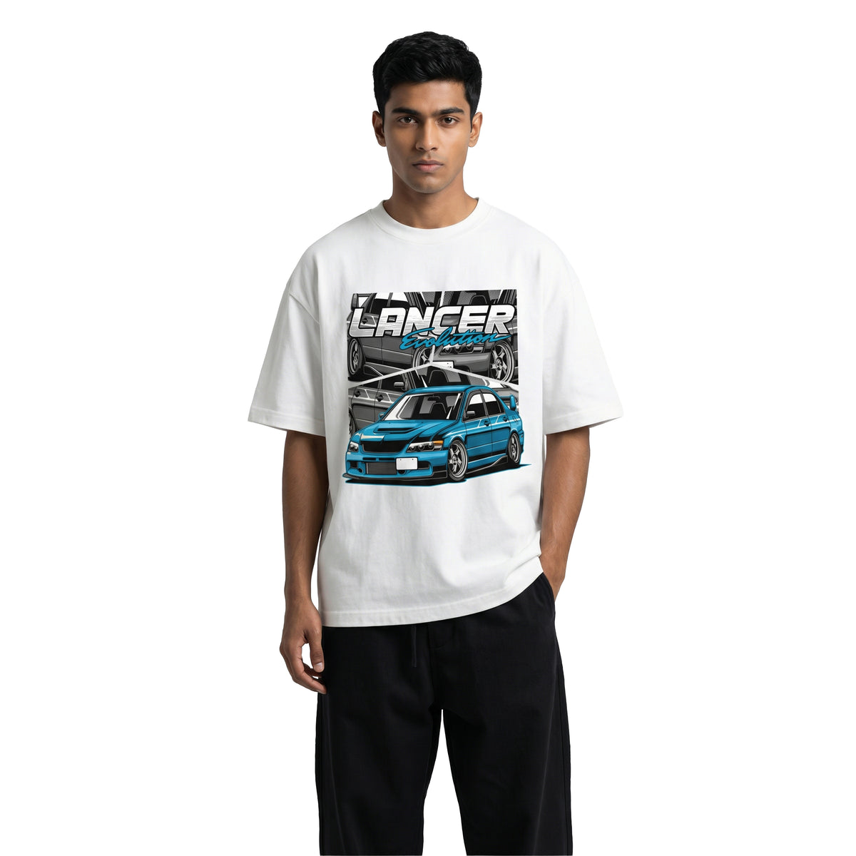 Lancer Evolution Teeoversized cotton t-shirt for men and women by BOMBAE STORE