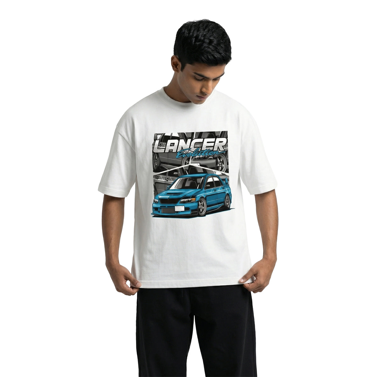 Lancer Evolution Teeoversized cotton t-shirt for men and women by BOMBAE STORE